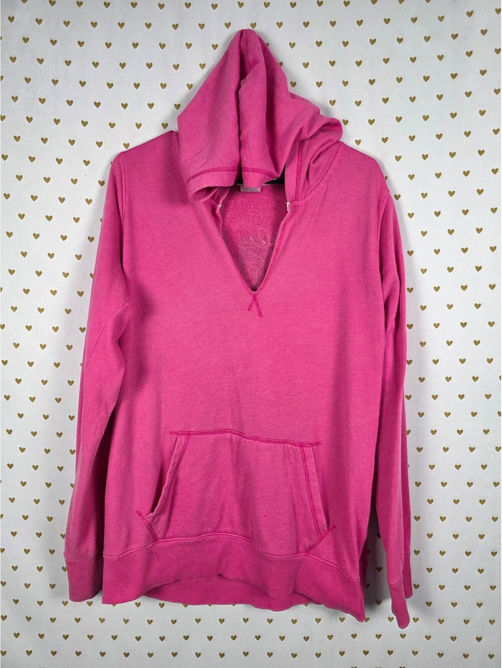 Victorias Secret Pink V Neck Vintage Y2k Pullover Hooded Sweater LOVE Large